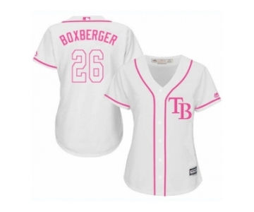 Women's Majestic Tampa Bay Rays #26 Brad Boxberger Authentic White Fashion Cool Base MLB Jersey