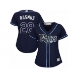 Women's Majestic Tampa Bay Rays #28 Colby Rasmus Authentic Navy Blue Alternate Cool Base MLB Jersey