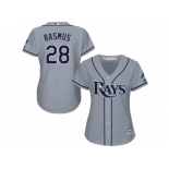 Women's Majestic Tampa Bay Rays #28 Colby Rasmus Replica Grey Road Cool Base MLB Jersey