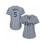 Women's Majestic Tampa Bay Rays #5 Matt Duffy Authentic Grey Road Cool Base MLB Jersey