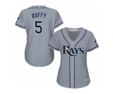 Women's Majestic Tampa Bay Rays #5 Matt Duffy Authentic Grey Road Cool Base MLB Jersey