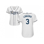 Women's Tampa Bay Rays #3 Evan Longoria White Fashion Stitched MLB Jersey