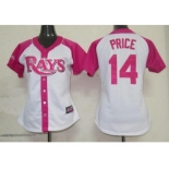 women mlb tampa bay rays #14 price white pink[2012]