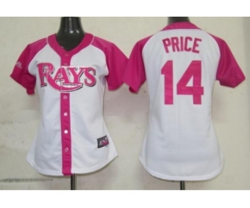 women mlb tampa bay rays #14 price white pink[2012]