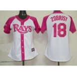 women mlb tampa bay rays #18 zobrist white pink[2012]