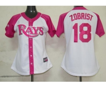 women mlb tampa bay rays #18 zobrist white pink[2012]