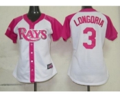 women mlb tampa bay rays #3 longoria white pink[2012]