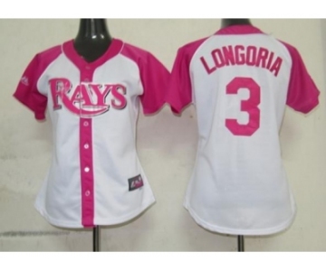 women mlb tampa bay rays #3 longoria white pink[2012]