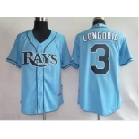 youth mlb tampa bay rays #3 longoria lt blue