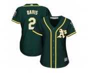 Women Majestic Oakland Athletics #2 Khris Davis Authentic Green Alternate 1 Cool Base MLB Jersey