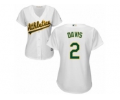 Women Majestic Oakland Athletics #2 Khris Davis Replica White Home Cool Base MLB Jersey