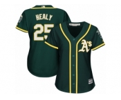 Women Majestic Oakland Athletics #25 Ryon Healy Authentic Green Alternate 1 Cool Base MLB Jersey