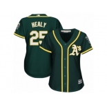 Women Majestic Oakland Athletics #25 Ryon Healy Replica Green Alternate 1 Cool Base MLB Jersey