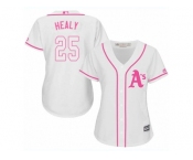 Women Majestic Oakland Athletics #25 Ryon Healy Replica White Fashion Cool Base MLB Jersey