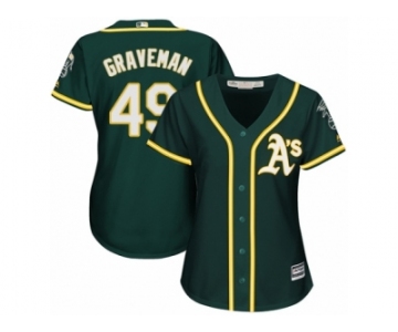 Women Majestic Oakland Athletics #49 Kendall Graveman Authentic Green Alternate 1 Cool Base MLB Jersey