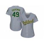 Women Majestic Oakland Athletics #49 Kendall Graveman Replica Grey Road Cool Base MLB Jersey