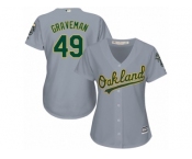 Women Majestic Oakland Athletics #49 Kendall Graveman Replica Grey Road Cool Base MLB Jersey