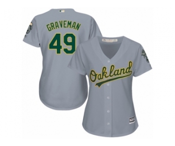 Women Majestic Oakland Athletics #49 Kendall Graveman Replica Grey Road Cool Base MLB Jersey