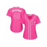 Women Majestic Oakland Athletics #49 Kendall Graveman Replica Pink Fashion Cool Base MLB Jersey