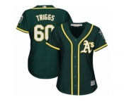 Women Majestic Oakland Athletics #60 Andrew Triggs Replica Green Alternate 1 Cool Base MLB Jersey