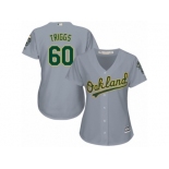 Women Majestic Oakland Athletics #60 Andrew Triggs Replica Grey Road Cool Base MLB Jersey