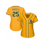 Women Oakland Athletics #25 Stephen Piscotty Gold Alternate Stitched MLB Jersey