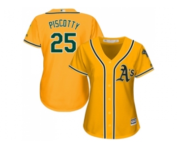 Women Oakland Athletics #25 Stephen Piscotty Gold Alternate Stitched MLB Jersey