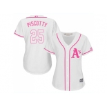 Women Oakland Athletics #25 Stephen Piscotty White Pink Fashion Stitched MLB Jersey