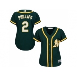 Women's Oakland Athletics #2 Tony Phillips Green Alternate Stitched MLB Jersey