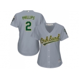 Women's Oakland Athletics #2 Tony Phillips Grey RoadStitched MLB Jersey