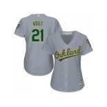 Women's Oakland Athletics #21 Stephen Vogt Grey Road Stitched MLB Jersey