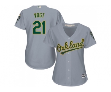 Women's Oakland Athletics #21 Stephen Vogt Grey Road Stitched MLB Jersey