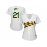 Women's Oakland Athletics #21 Stephen Vogt White Home Stitched MLB Jersey