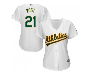 Women's Oakland Athletics #21 Stephen Vogt White Home Stitched MLB Jersey