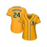 Women's Oakland Athletics #24 Rickey Henderson Gold Alternate Stitched MLB Jersey