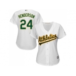 Women's Oakland Athletics #24 Rickey Henderson White Home Stitched MLB Jersey