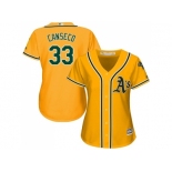 Women's Oakland Athletics #33 Jose Canseco Gold Alternate Stitched MLB Jersey