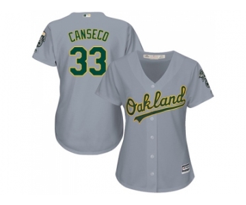 Women's Oakland Athletics #33 Jose Canseco Grey Road Stitched MLB Jersey