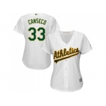 Women's Oakland Athletics #33 Jose Canseco White Home Stitched MLB Jersey