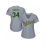 Women's Oakland Athletics #34 Rollie Fingers Grey Road Stitched MLB Jersey