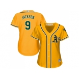 Women's Oakland Athletics #9 Reggie Jackson Gold Alternate Stitched MLB Jersey