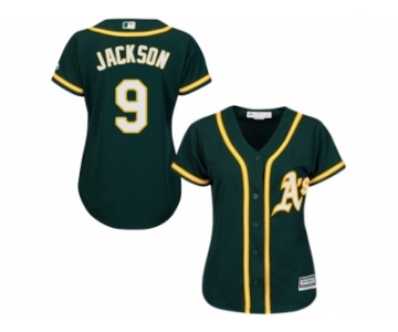 Women's Oakland Athletics #9 Reggie Jackson Green Alternate Stitched MLB Jersey