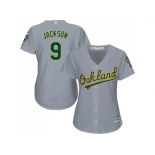 Women's Oakland Athletics #9 Reggie Jackson Grey Road Stitched MLB Jersey