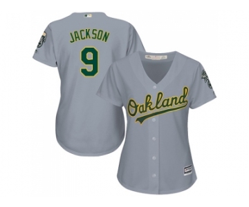 Women's Oakland Athletics #9 Reggie Jackson Grey Road Stitched MLB Jersey