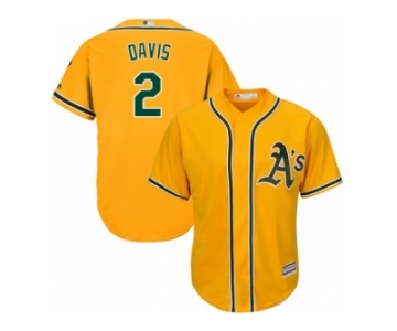 Youth Majestic Oakland Athletics #2 Khris Davis Replica Gold Alternate 2 Cool Base MLB Jersey