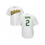 Youth Majestic Oakland Athletics #2 Khris Davis Replica White Home Cool Base MLB Jersey