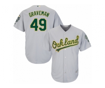 Youth Majestic Oakland Athletics #49 Kendall Graveman Replica Grey Road Cool Base MLB Jersey