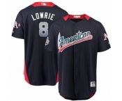 Youth Majestic Oakland Athletics #8 Jed Lowrie Game Navy Blue American League 2018 MLB All-Star MLB Jersey