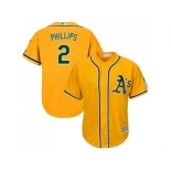 Youth Oakland Athletics #2 Tony Phillips Gold Cool Base Stitched MLB Jersey