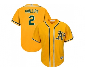 Youth Oakland Athletics #2 Tony Phillips Gold Cool Base Stitched MLB Jersey